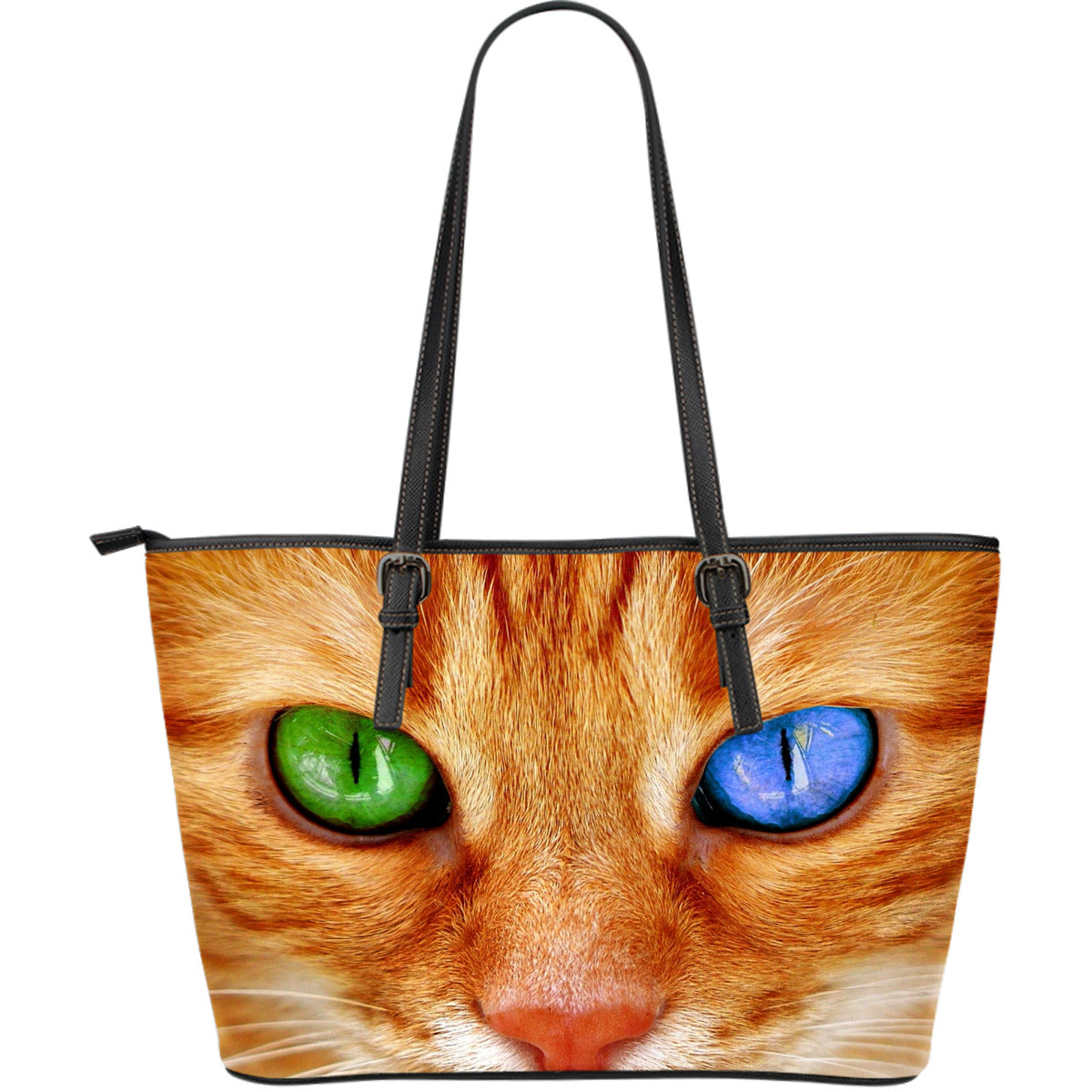 Ginger Cat Bi-Eye Colour Large Leather Tote Bag