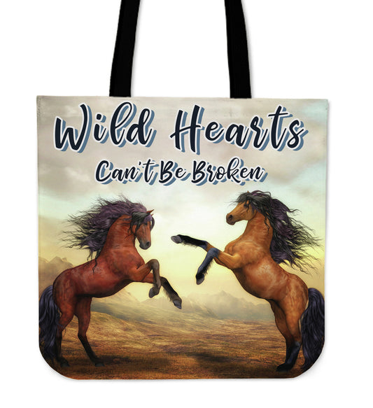 Wild Hearts Can't Be Broken Tote Bag for Horse Lovers